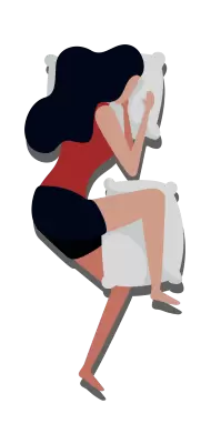 Tidur Menyamping dengan Bantal Guling di Paha