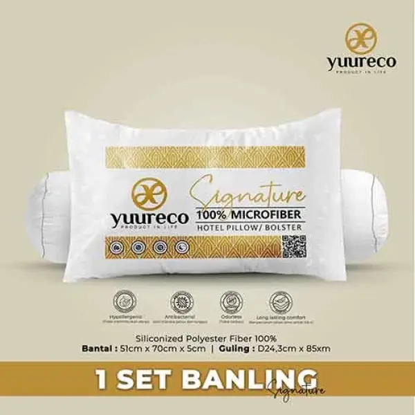 1 Set Bantal Guling Microfiber Merek Yuureco : Signature Series