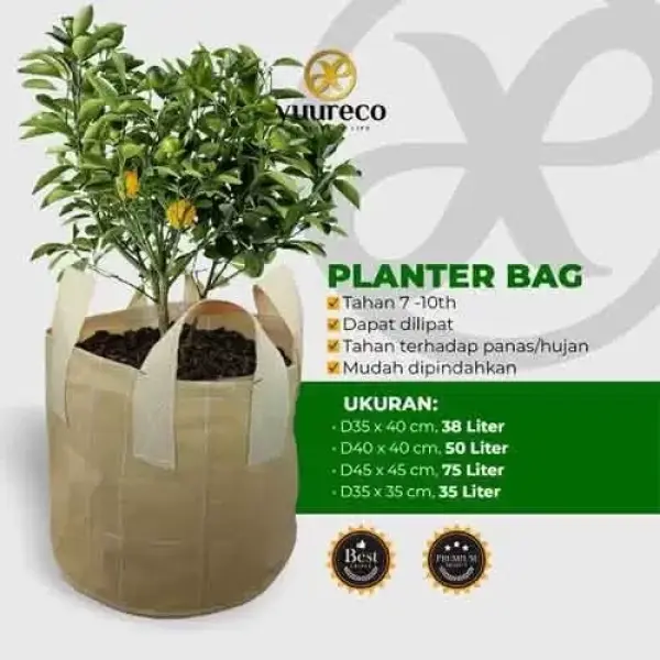 Planter Bag 38 50 75 100 Liter Untuk Tanaman Buah & Sayur